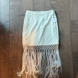 Cream Fringe Skirt